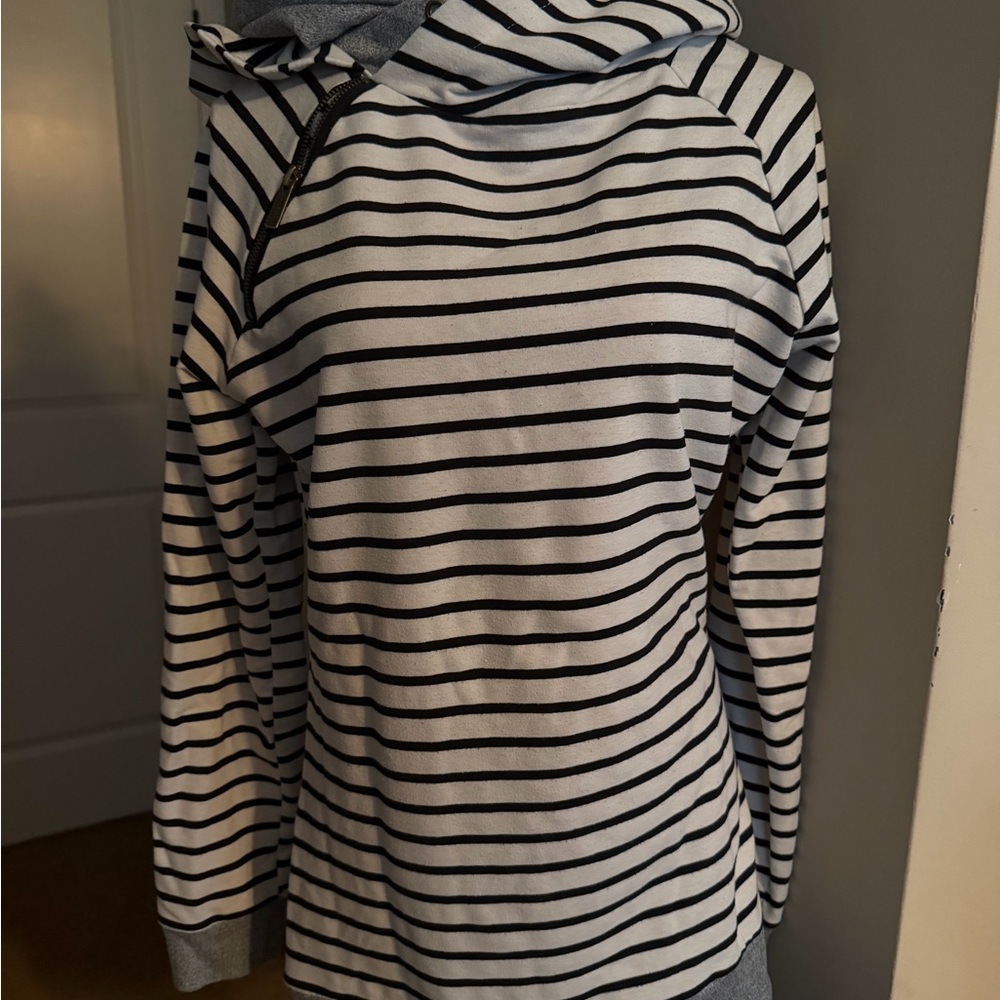 Striped Women's Sweater with Hood